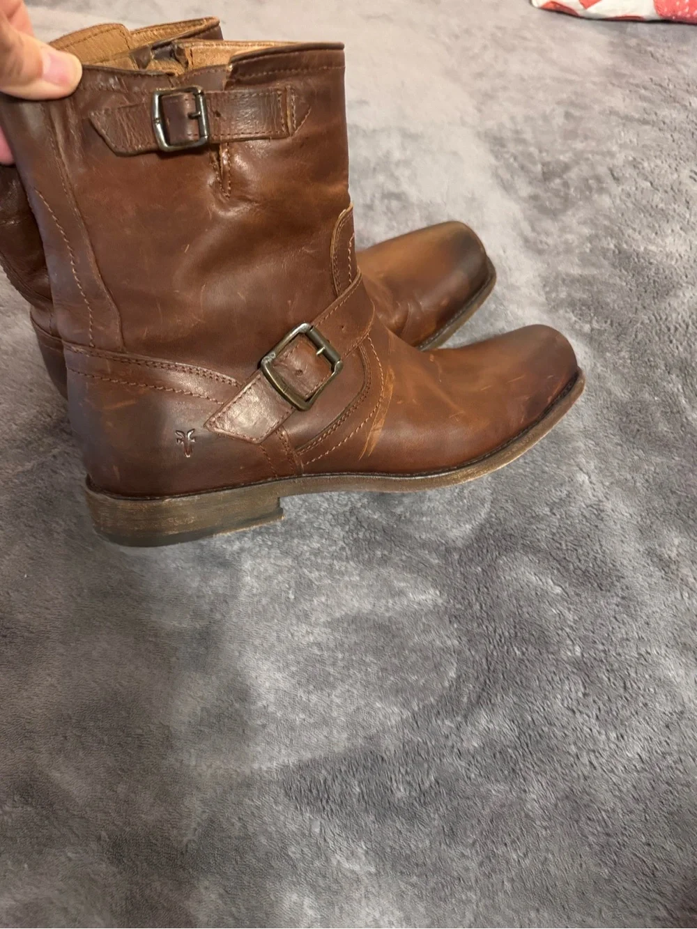 Frye Distressed Brown Leather Harness Boot